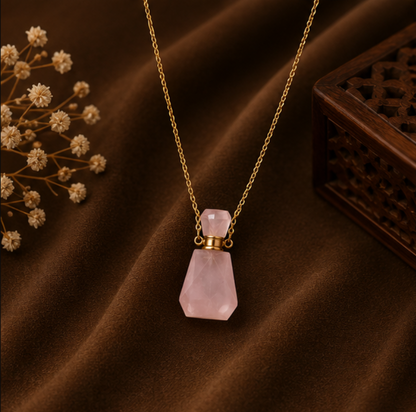 Rosé Crystal Perfume Bottle Necklace