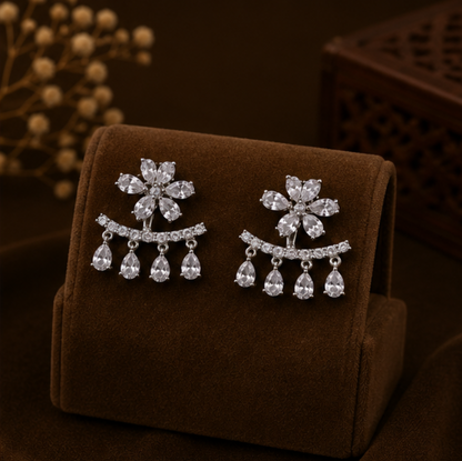 Celeste Floral Crystal Drop Earrings