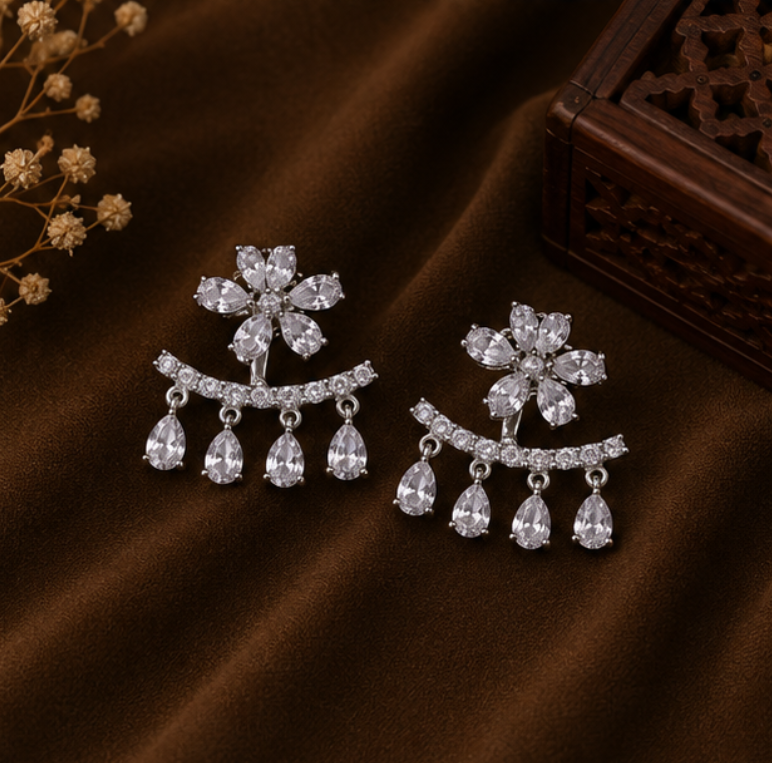 Celeste Floral Crystal Drop Earrings