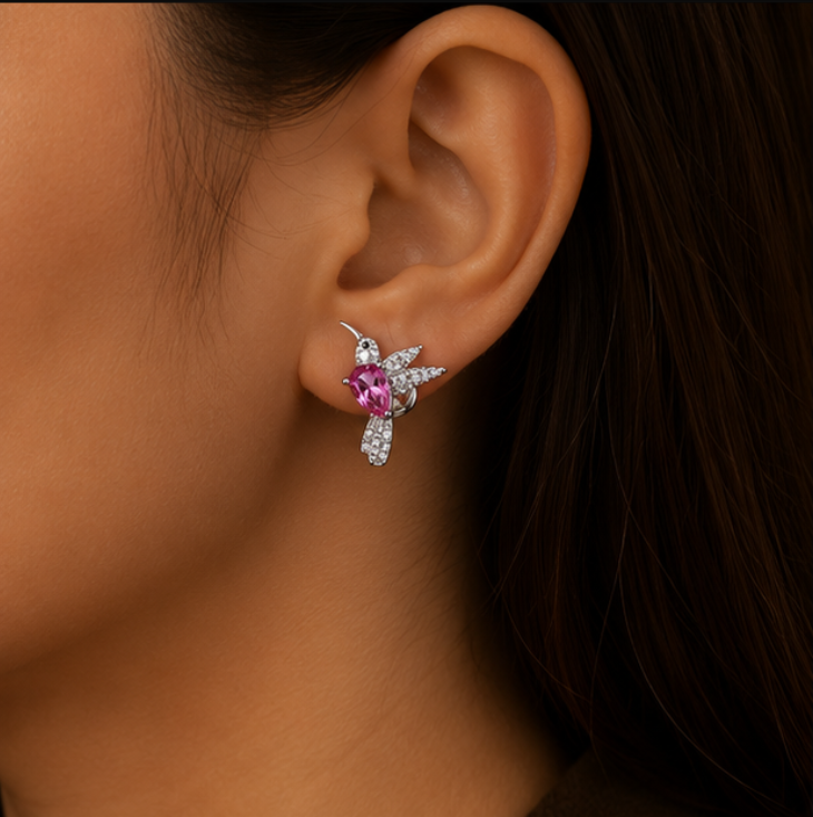 Rosé Hummingbird Crystal Stud Earrings