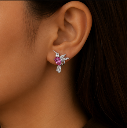 Rosé Hummingbird Crystal Stud Earrings