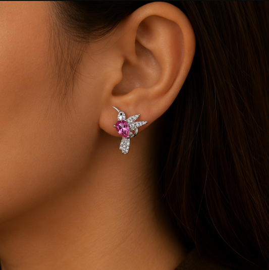 Rosé Hummingbird Crystal Stud Earrings