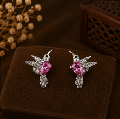 Rosé Hummingbird Crystal Stud Earrings