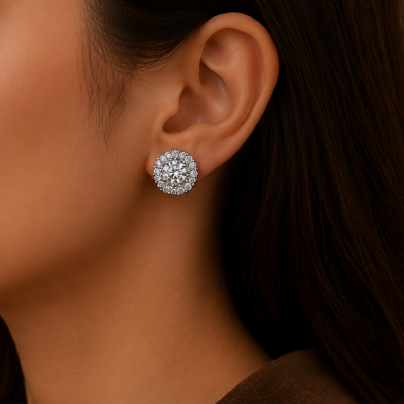 Celeste Halo Crystal Stud Earrings