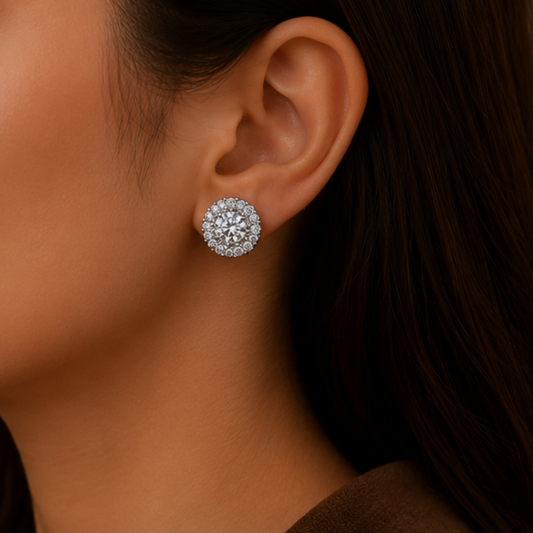 Celeste Halo Crystal Stud Earrings