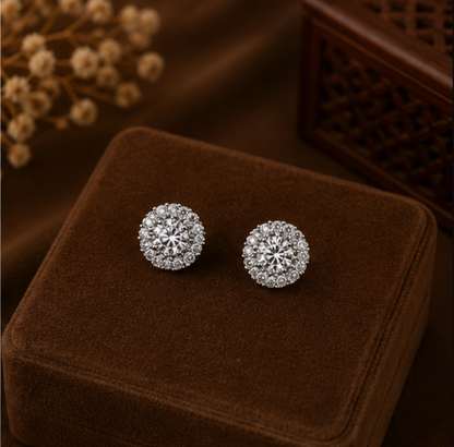 Celeste Halo Crystal Stud Earrings