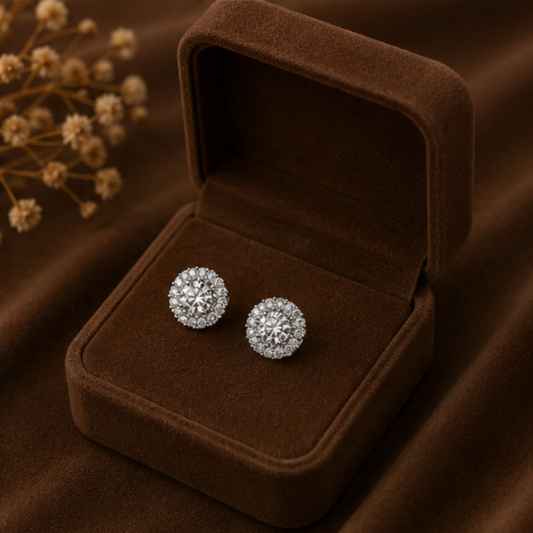 Celeste Halo Crystal Stud Earrings