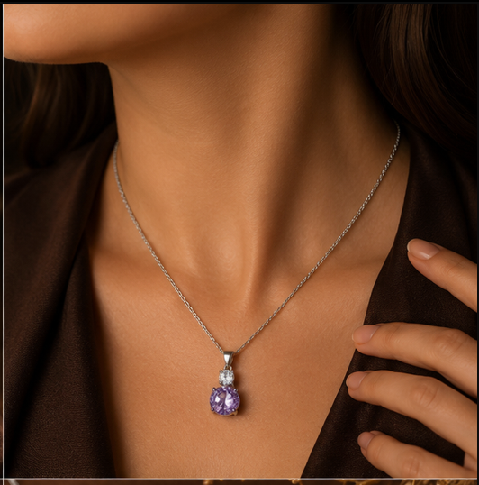 Lavender Radiance Pendant Jewellery Set