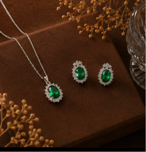 Emerald Elegance Jewellery Set