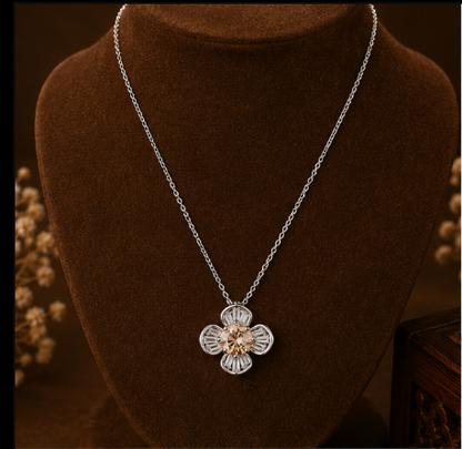 Elegant Silver Floral Pendant Set