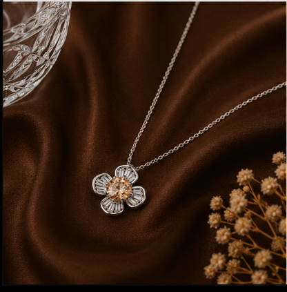 Elegant Silver Floral Pendant Set