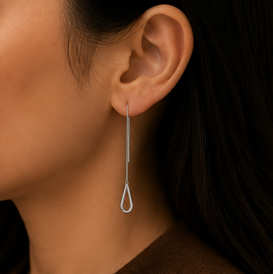 Sleek Teardrop Threader Earrings