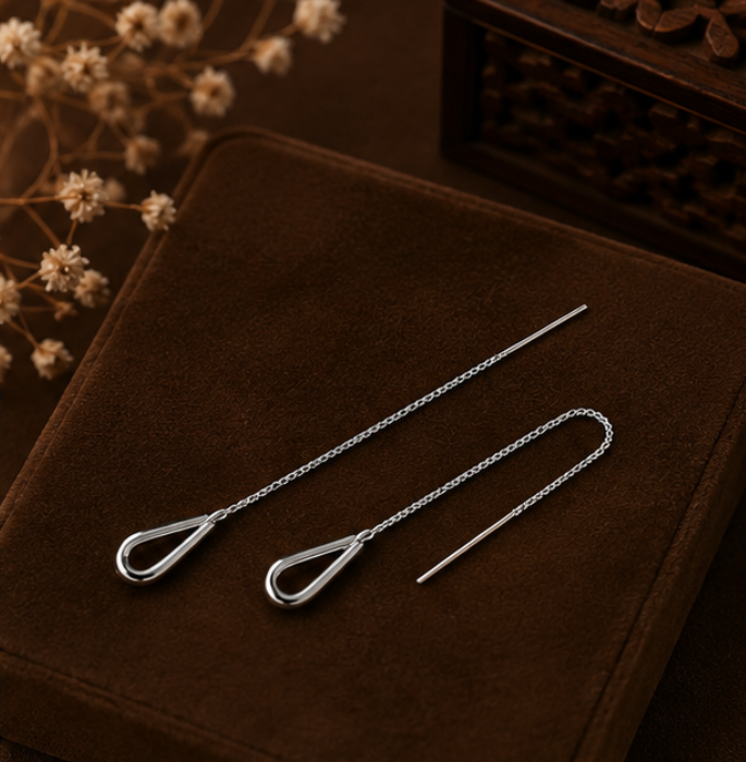 Sleek Teardrop Threader Earrings