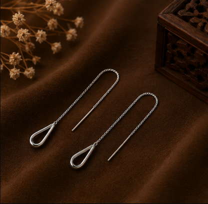 Sleek Teardrop Threader Earrings