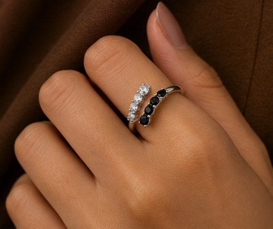 Dual Contrast Black & White Stone Ring
