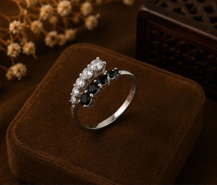 Dual Contrast Black & White Stone Ring