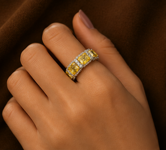 Citrine Glow Emerald-Cut Eternity Ring