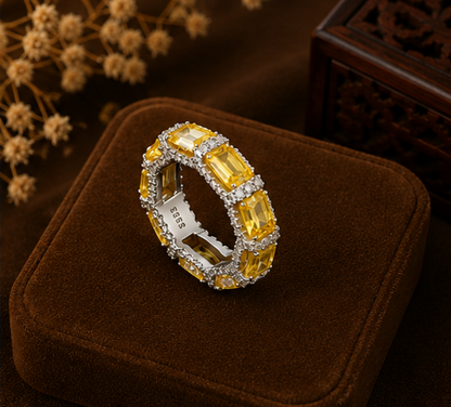 Citrine Glow Emerald-Cut Eternity Ring