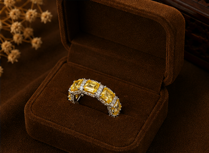 Citrine Glow Emerald-Cut Eternity Ring