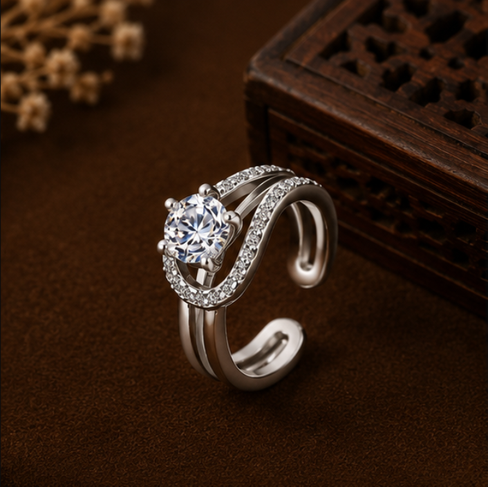 Celeste Pavé Twist Open Ring