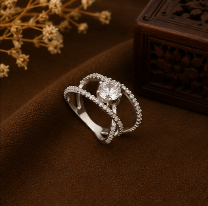 Celeste Intertwined Halo Crystal Ring