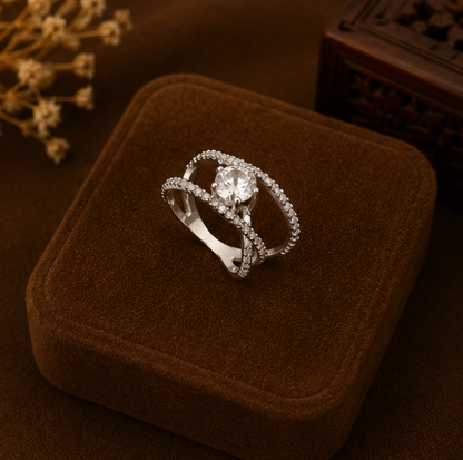 Celeste Intertwined Halo Crystal Ring
