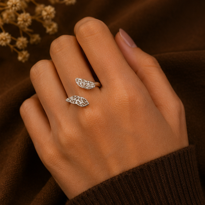 Celeste Leaf Vine Open Cuff Ring