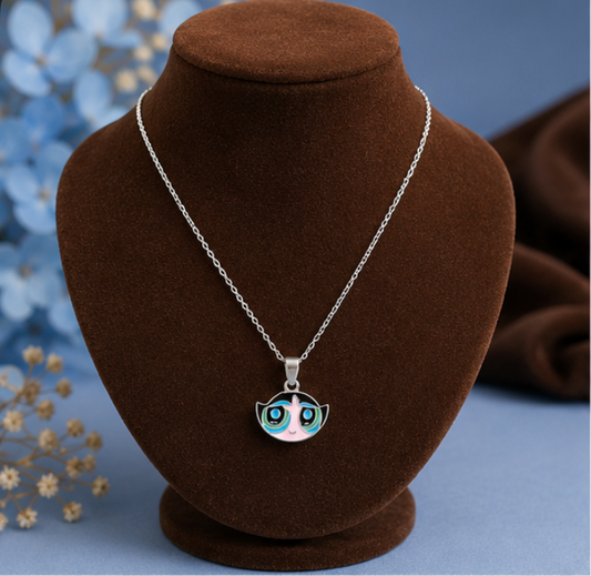 Cute Blue-Eyed Cartoon Kids Pendant Necklace