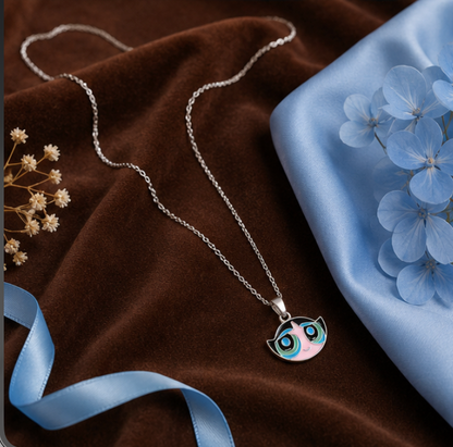 Cute Blue-Eyed Cartoon Kids Pendant Necklace