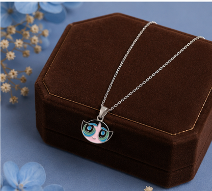 Cute Blue-Eyed Cartoon Kids Pendant Necklace