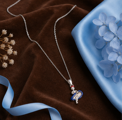 Cute Blue Dress Kids Pendant Necklace