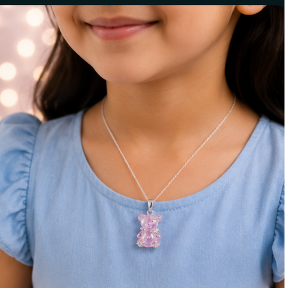 Adorable Pink Teddy Kids Pendant Necklace