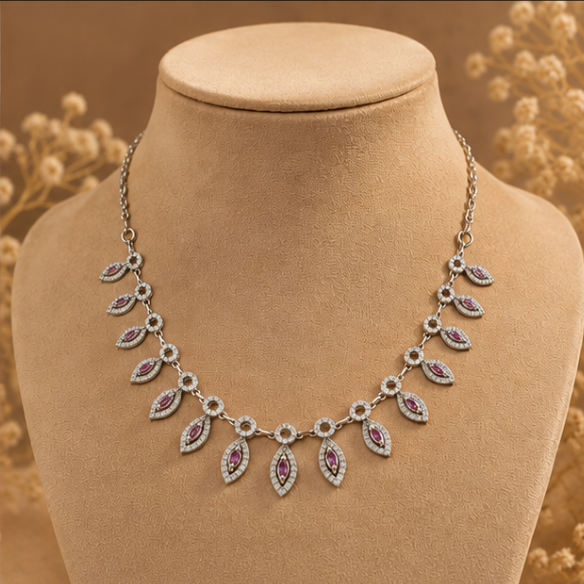 ruby leaf glam neclace