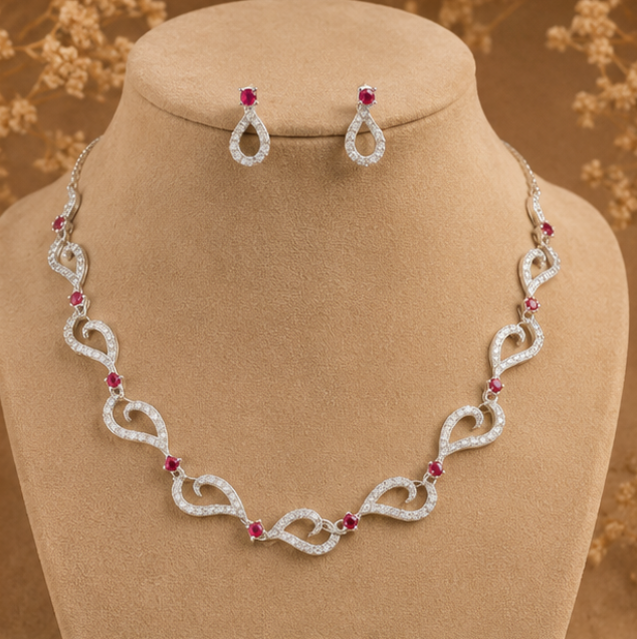 Celestial Infinity Ruby Necklace Set
