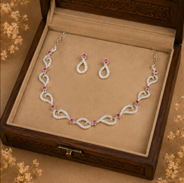 Celestial Infinity Ruby Necklace Set