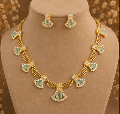 Mint Green Radiance Gold Necklace Set