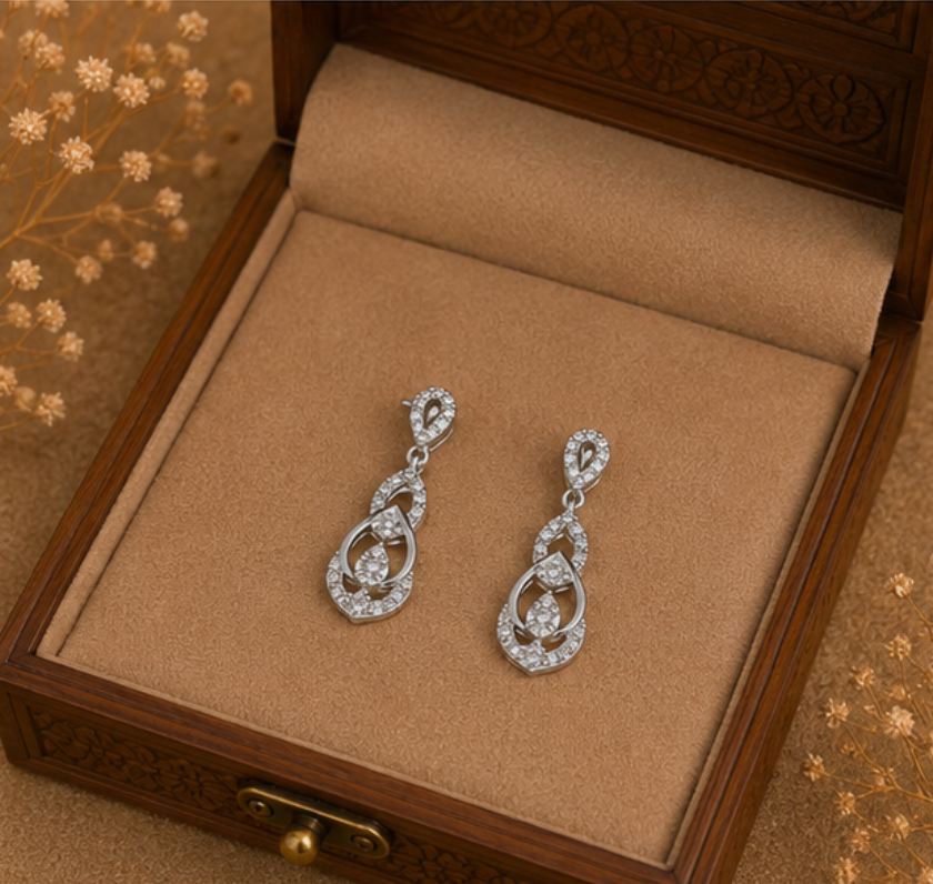 Elegant Interlocking Teardrop Diamond Earrings