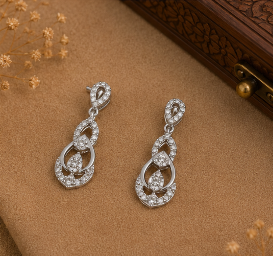 Elegant Interlocking Teardrop Diamond Earrings