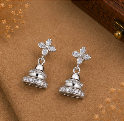 Elegant Floral Diamond Jhumka Earrings