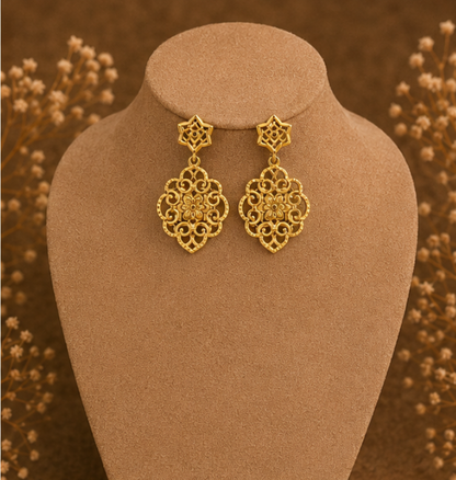 Royal Gold Filigree Floral Drop Earrings