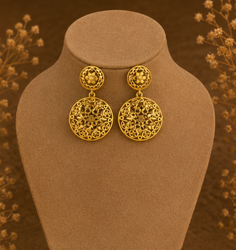 Royal Gold Floral Filigree Statement Earrings