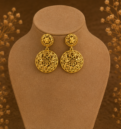 Royal Gold Floral Filigree Statement Earrings