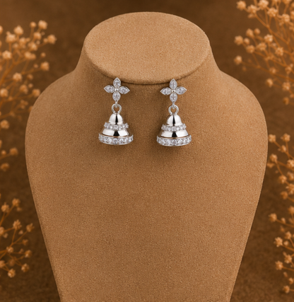 Elegant Silver Heart Jhumka Drop Earrings
