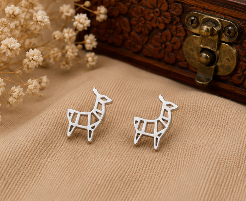 Geometric Deer Stud Earrings