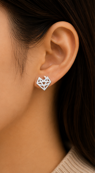 Geometric Heart Stud Earrings
