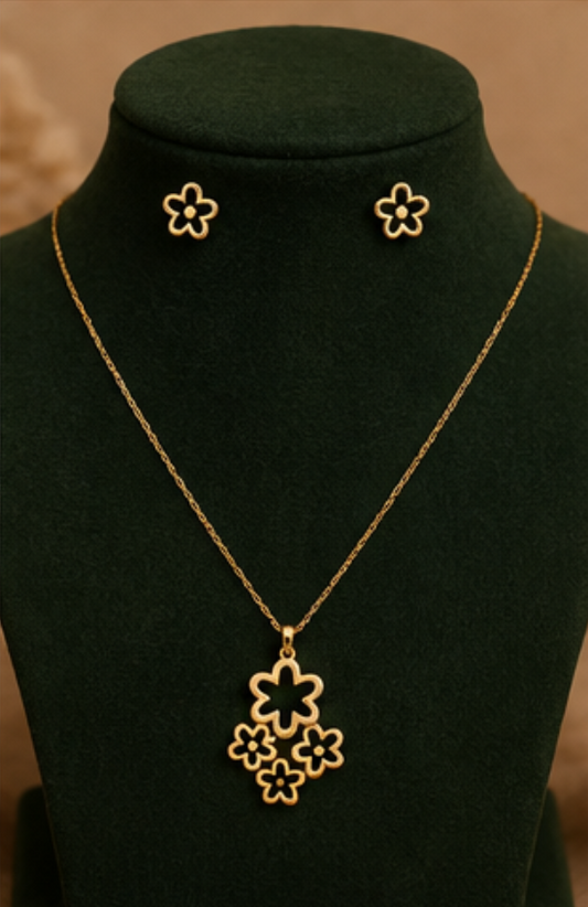 Floral Bloom Pendant & Earring Set