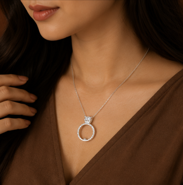 Royal Halo Crystal Pendant Necklace