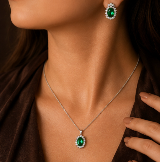 Emerald Elegance Jewellery Set