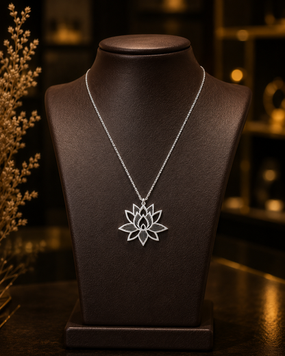 Lotus Pendant Necklace – 925 Sterling Silver | Elegant Floral Necklace