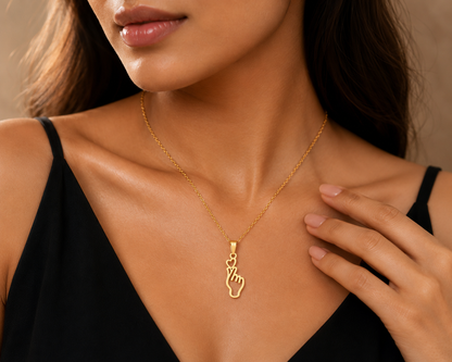 Finger Heart Pendant Necklace – 925 Sterling Silver | Minimalist Love Necklace